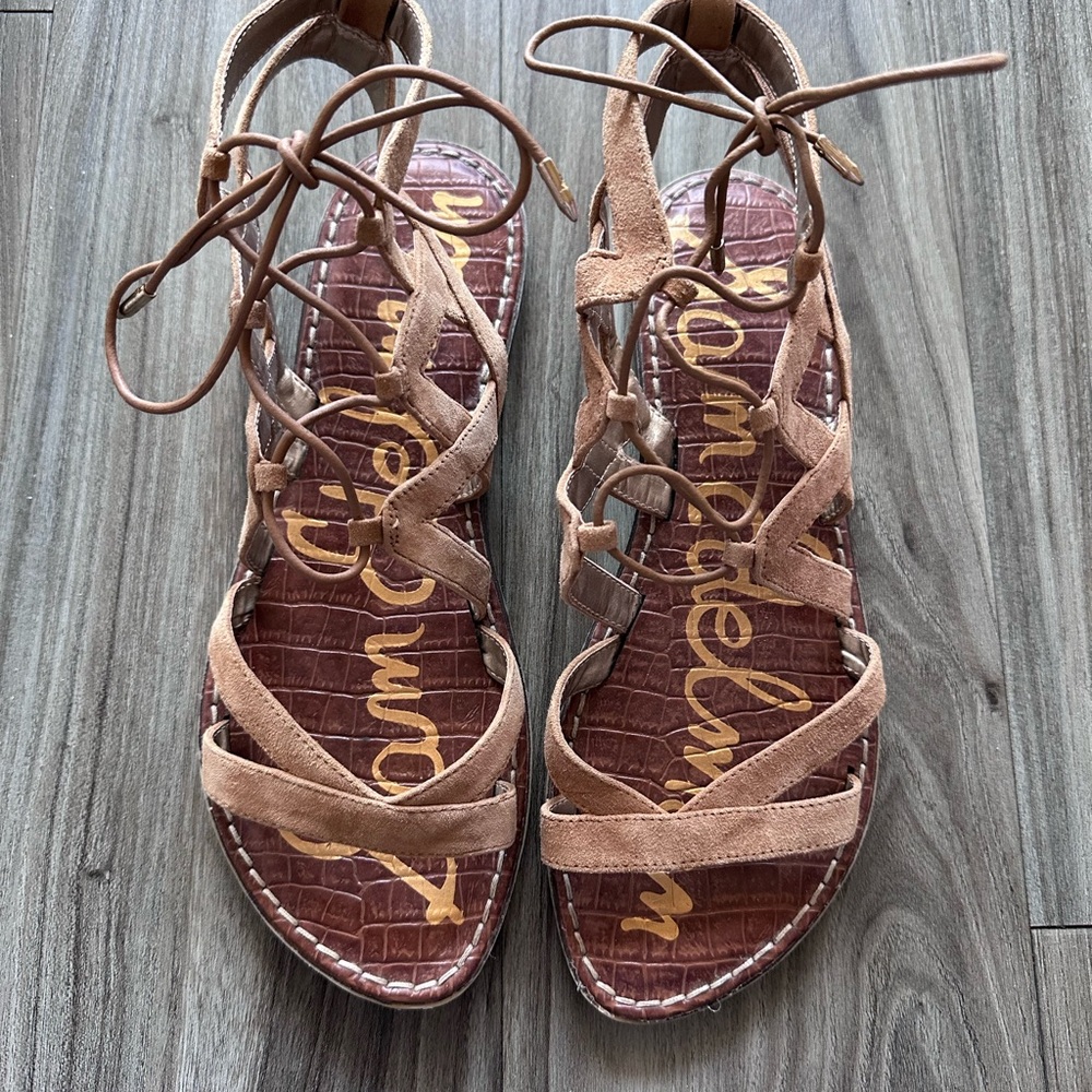 Sam Edelman Gemma Brown Lace-Up Sandals